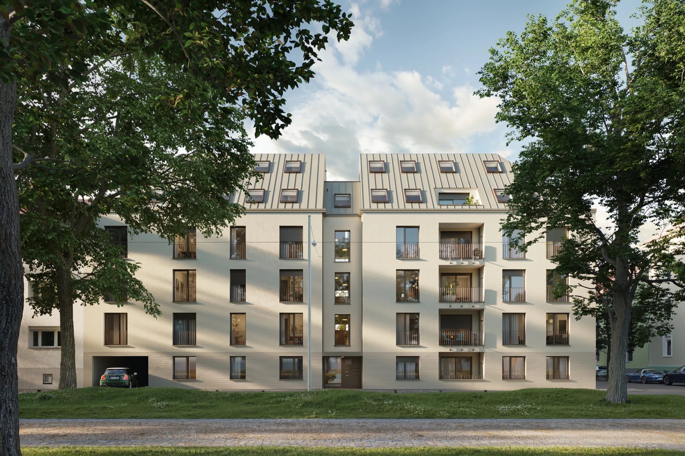 Außenansicht des Neubauprojekts Kurpark in Stuttgart Bad Cannstatt